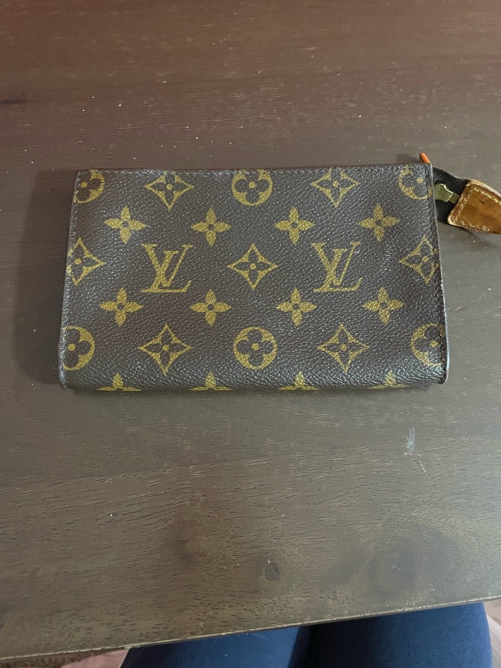 Louis Vuitton Brown Monogram Zip Pouch with Gold Hardware